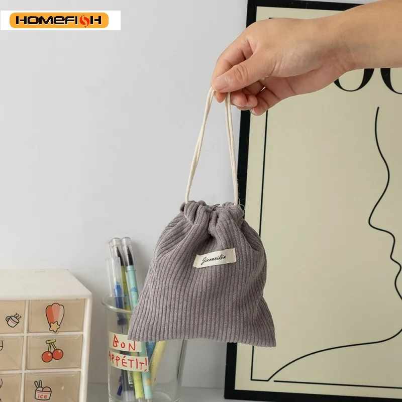 HOMEFISH Corduroy Drawstring Bag Christmas Gift Candy Jewelry Cosmetics Coins Keys Organizer Packing Bags Storage Bag Pouch