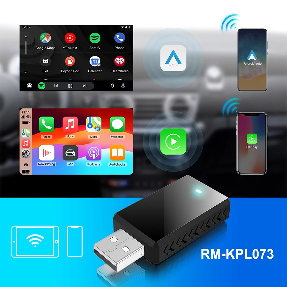 2in1 무선 Carplay 어댑터 안드로이드 자동 스마트 동글 미니 박스 플러그 앤 플레이 볼보 벤츠 캐딜락 지프 렉서스 뷰익 폭스바겐