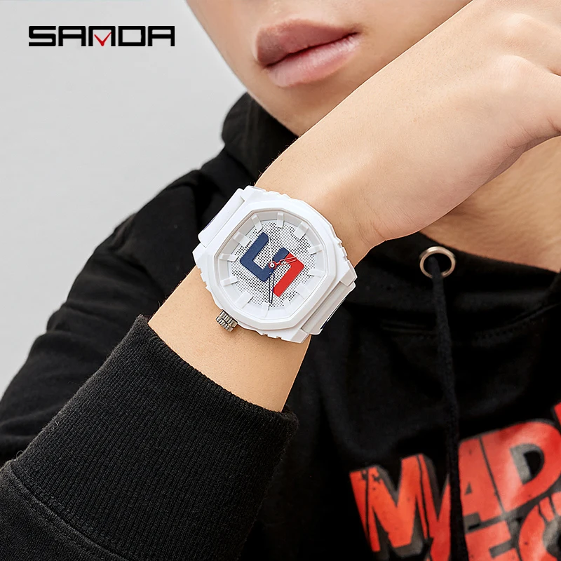SANDA 2022 New Unisex Womens Mens Watches Top Brand Luxury Sports Silicone Waterproof Quartz Watch Men Relogio Masculino