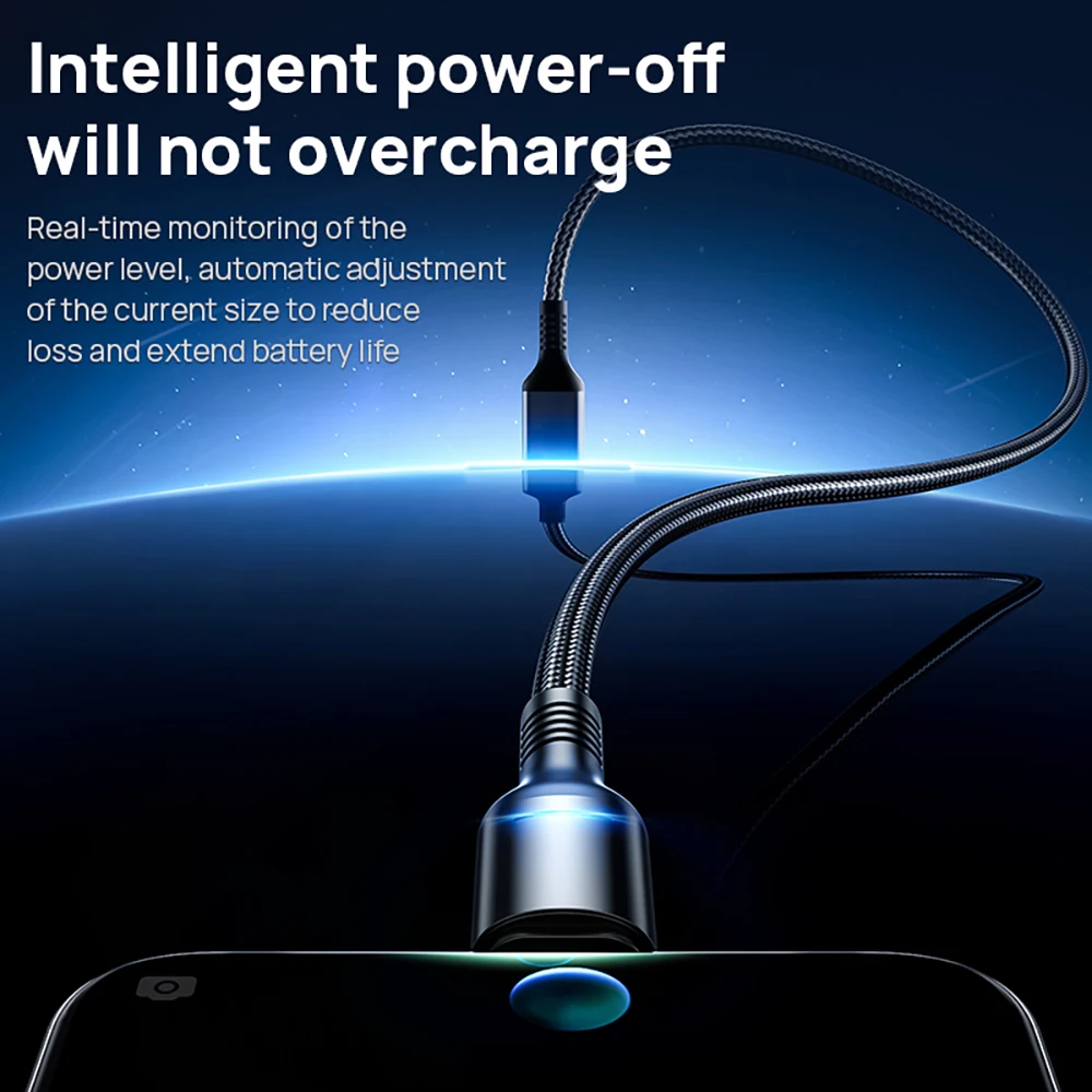 USB-C 100W 6A 고속 충전 케이블(스마트 자동 전원 끄기 LED 디스플레이 포함) 나일론 편조 코드 충전기 USB-C형 고속 데이터