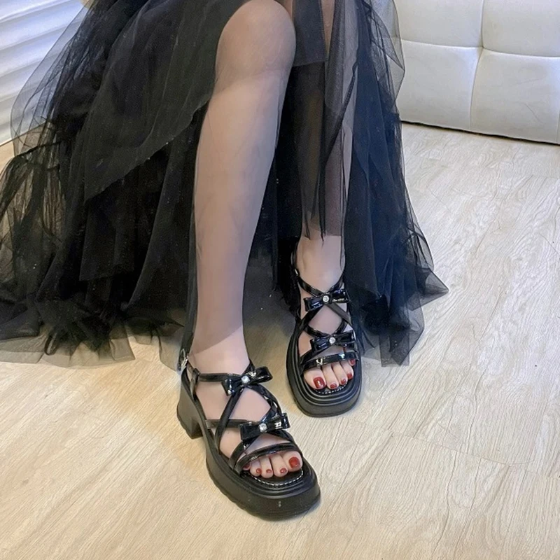 Summer Fashion Girls Low Comfort Sports Casual Solid Platform Buckle Strap Thick Luxury Heeled Sandals Shoes Women's Size 34-40