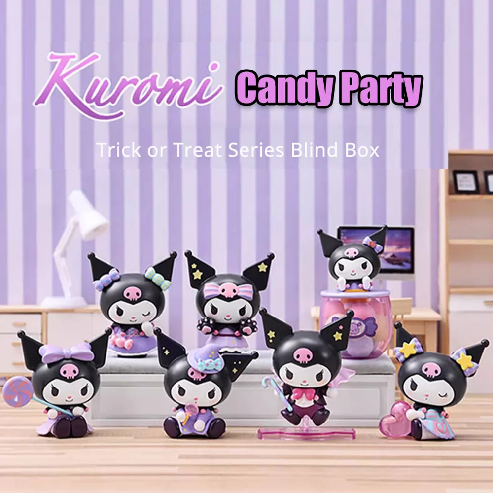 

Sanrio Anime Figures Kawaii Kuromi Action Figure Genuine Halloween Dolls Model Toys Desktop Ornament Decoration for Kids Gifts