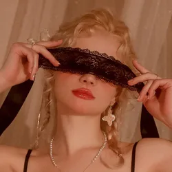 Elegant Lace Eye Mask - See - Through Blindfold for Parties & Masquerade Events (Black)