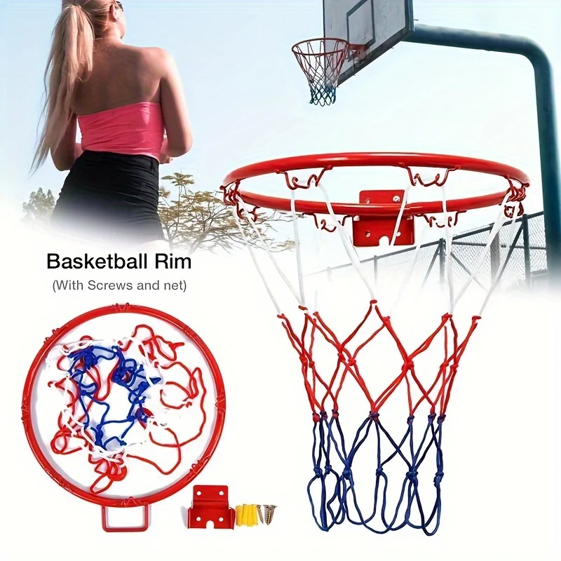 Indoor/Outdoor Wall Mounted Basketball Hoop with Net - Durable and Versatile Sports Equipment