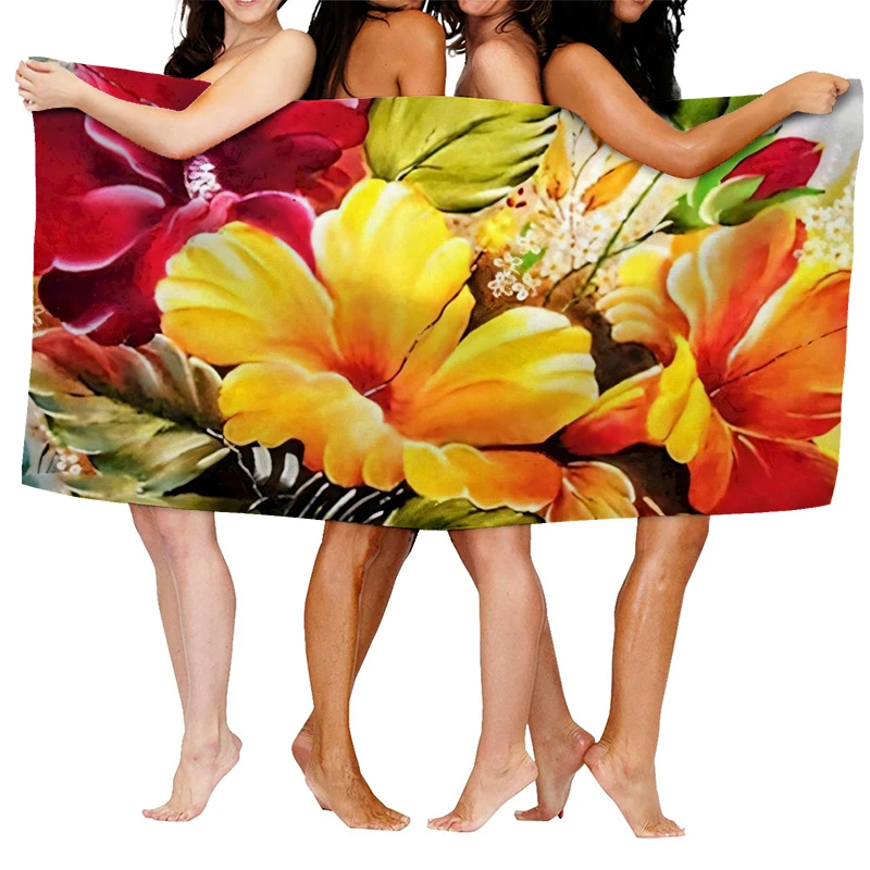 Home bath towels for the body towels bathroom quick drying microfiber beach towel Oil painting style man large sports towel 5