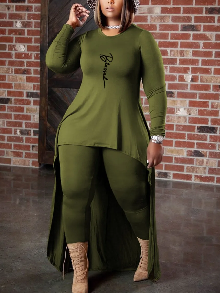 Plus Size Women Casual Streetwear Two Piece Plus Size Women Two Piece