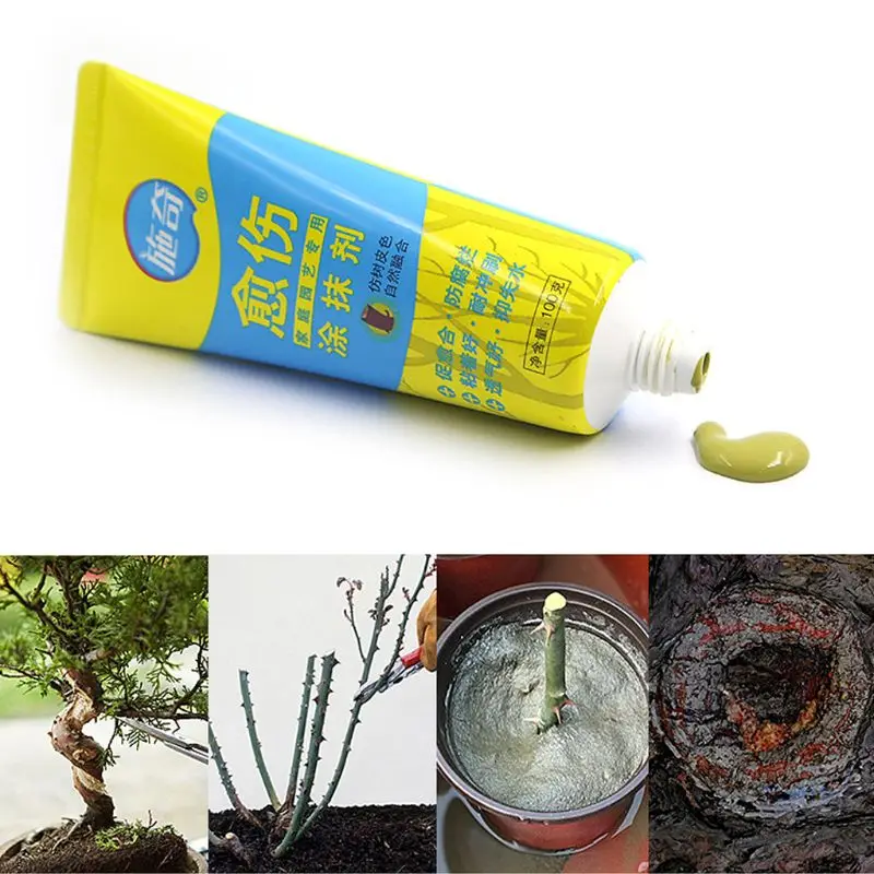 100g Tree Wound Bonsai Cut Paste Smear Agent Pruning Compound Sealer with Brush E7CB tree wound sealer