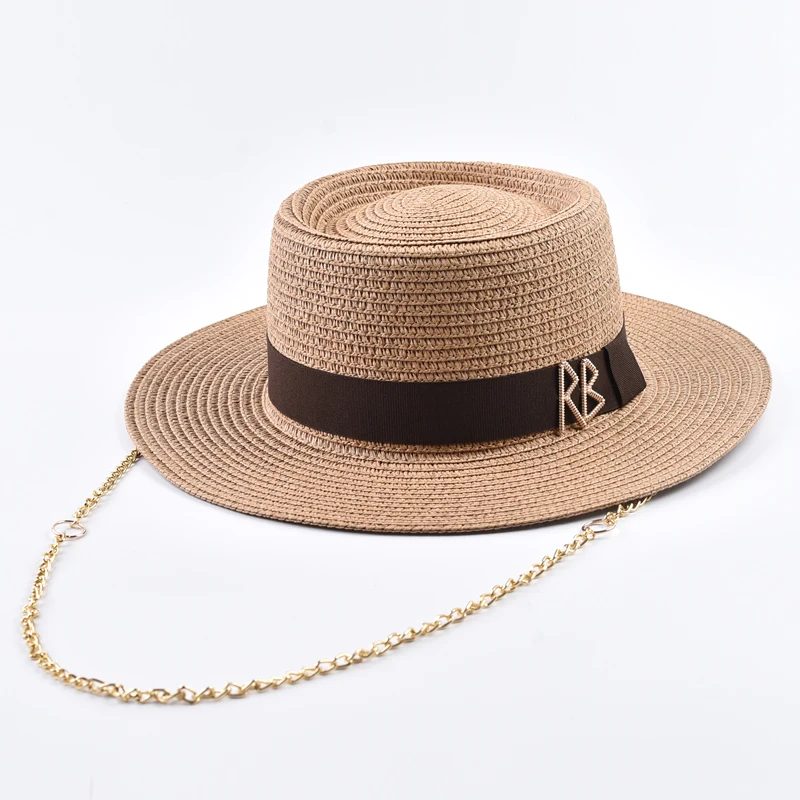 Straw Hats for Women Ribbon Decoration Elegant Ladies Party Dress Hats Travel Beach Sun Hat Chapeau Femme - 2