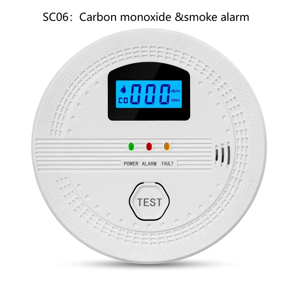 Carbon Monoxide Detector Independent CO Alarm Sensor 85dB High Sensitive LCD Photoelectric Display for Home Hotel
