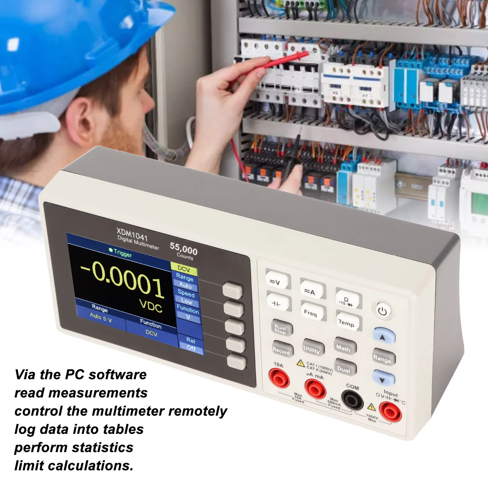 Digital Multimeter With Data Logging - 55000 Counts, True RMS, LCD Display For Voltage, Current, Resistance