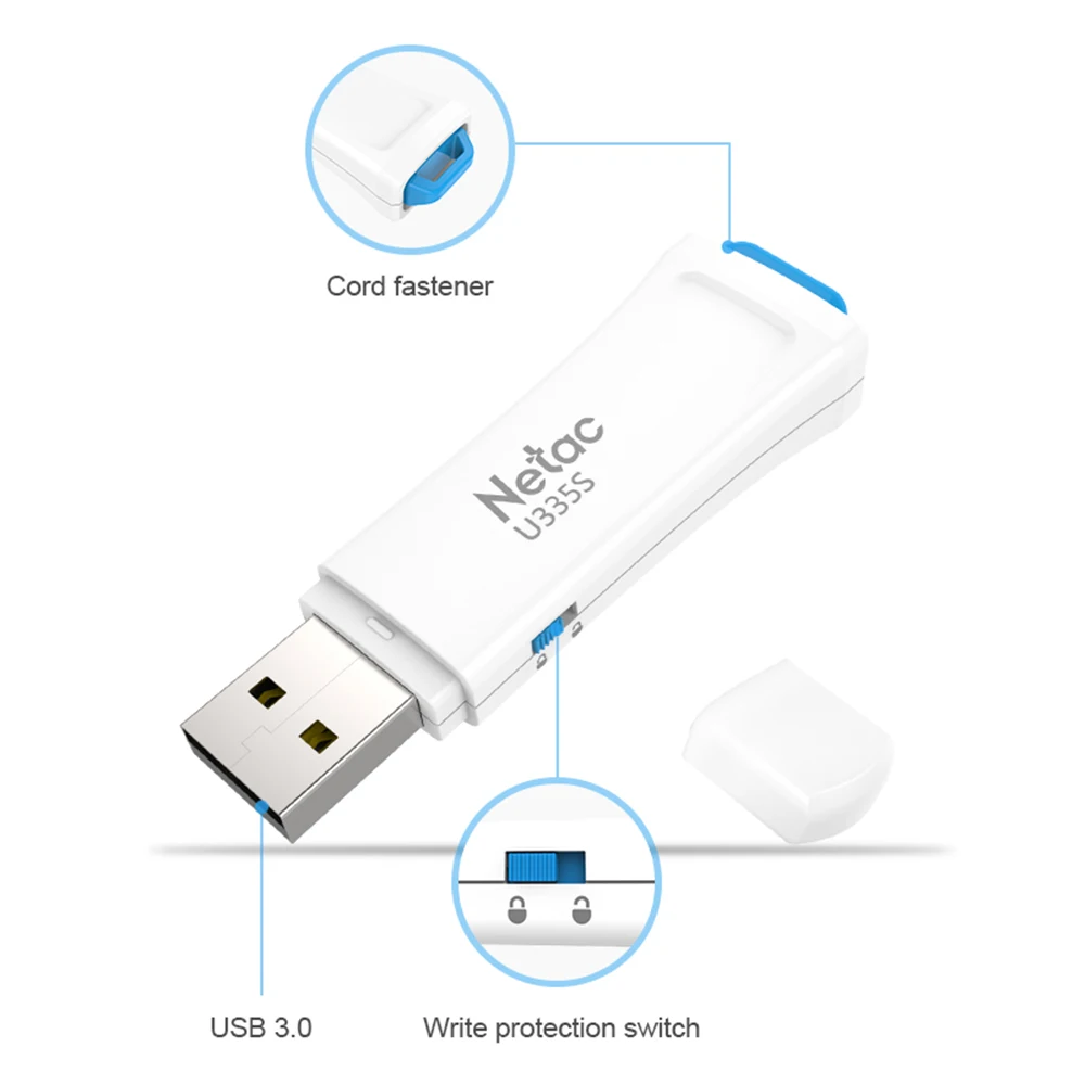 Netac USB 3.0 Flash Drive 64GB pen drive Physical Write Protection Memory usb Stick U335S U-Disk