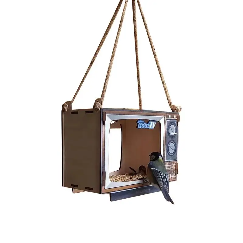 

Искусственная подвесная кормушка для птиц в форме телевизора, попугаи, домик, птичья клетка, место для отдыха на открытом воздухе, двор, декор для сада