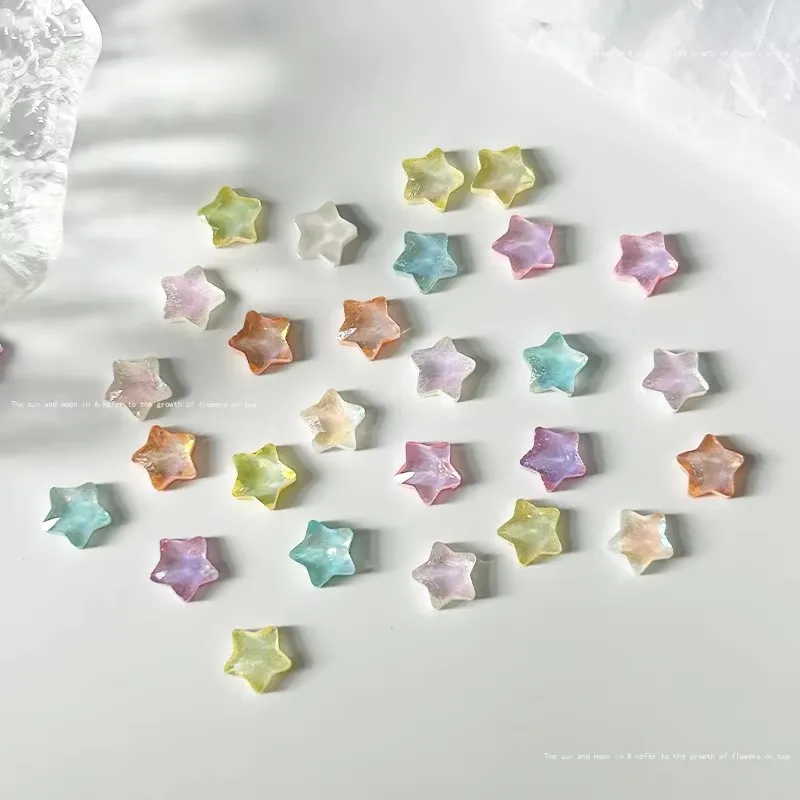 50 Stück Nail Art Harz sternförmige Charms 3D Flatback 5x5mm Multi-Farben Nagel Basteln Abziehbilder für Maniküre Nail Art Dekorationen – Detail 3
