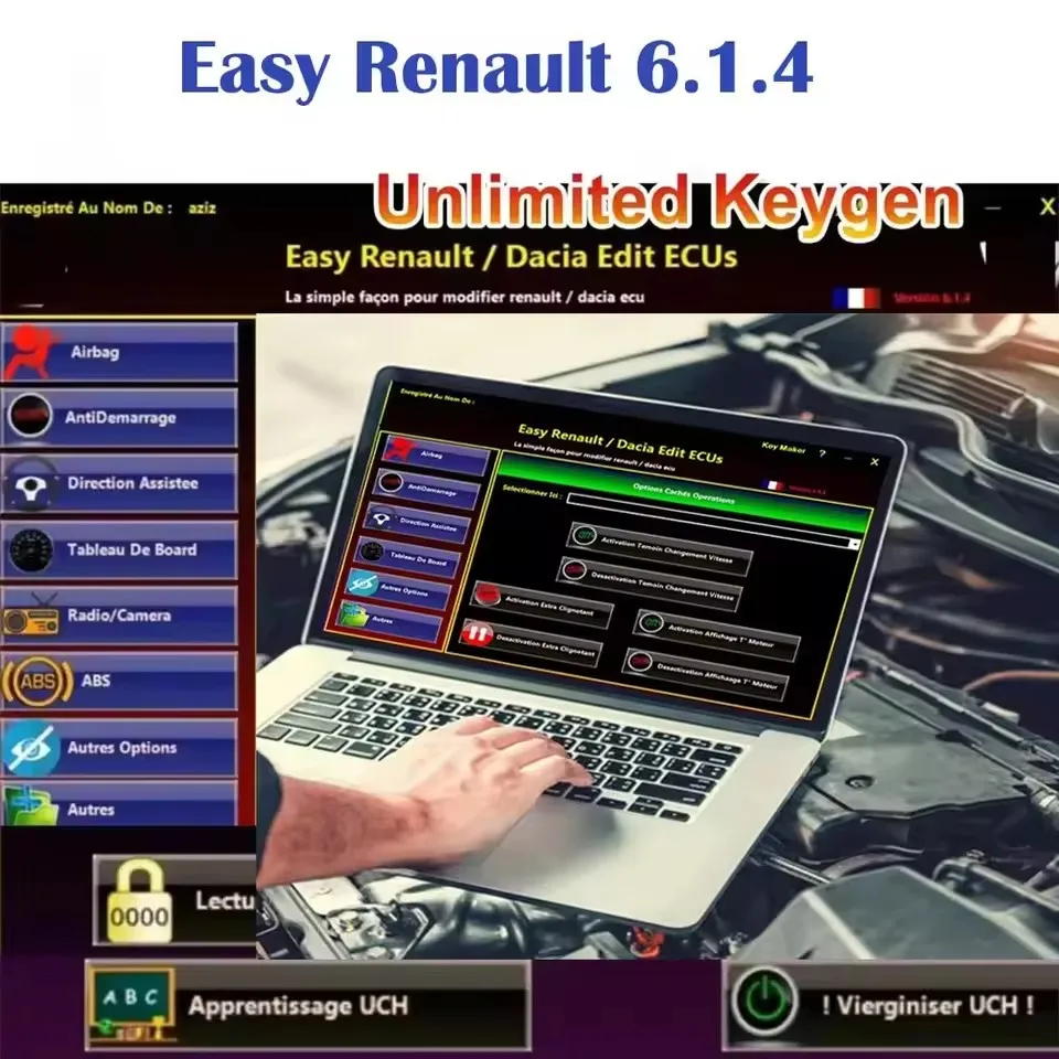 Easy Ren ault 6.1.4 Software for ECU Programmer Clear Crash Airbag Card Keys UCH Cleaner WORK with OBDLink Renolink