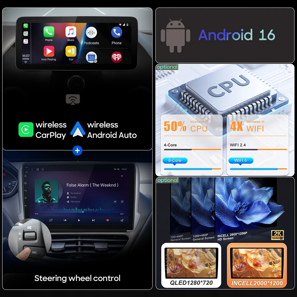 Unità di navigazione GPS per auto 2din per Volkswagen UP!UP 2013 - 2014 Lettore multimediale per auto Android 16 Radio Carplay Stereo Video - Image 5