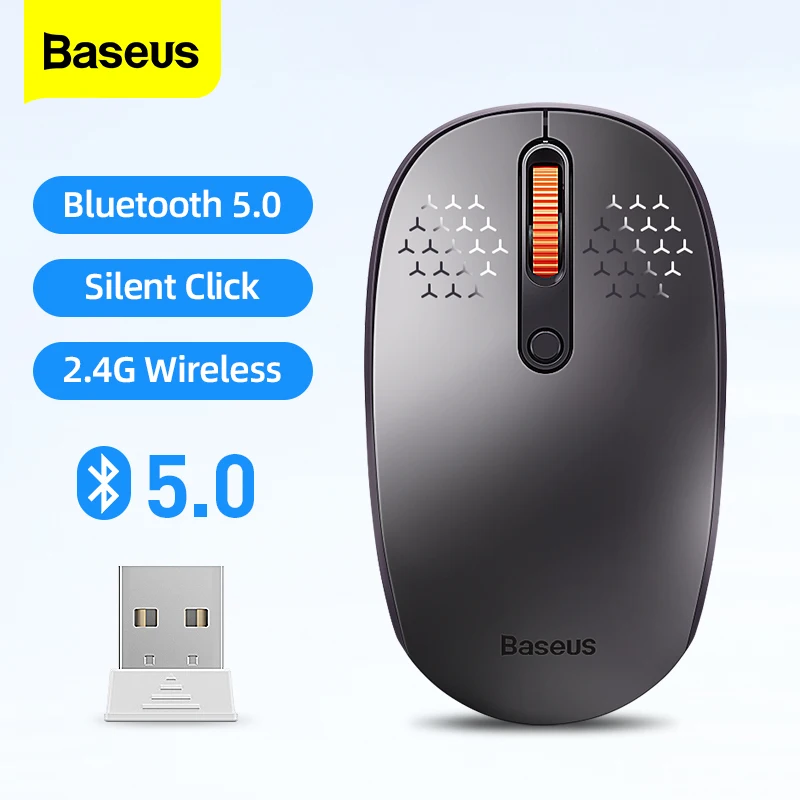 Baseus Mouse Wireless Bluetooth Mouse Ergonômico Silencioso para Macbook Laptop Tablet Computador pc Silencioso Mudo 2.4g Mouse Wireless Mouse