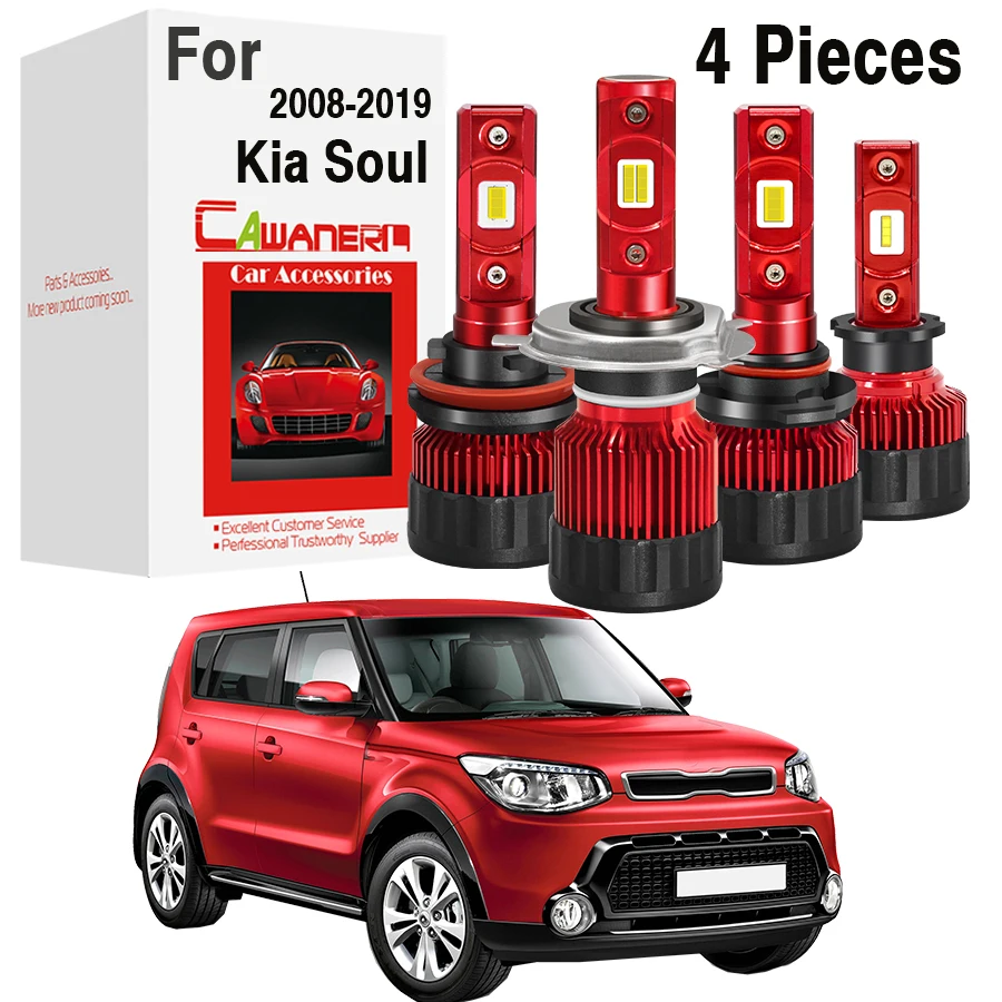 

4 шт., автомобильные передние светодиодный ные лампы для Kia Soul (AM, PS) 2008-2019, 30 Вт, лм, 12 В