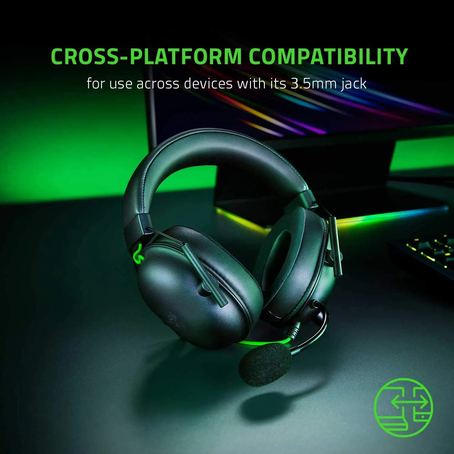 Razer-Blackshark v2 x有線ゲーミングヘッドセット,サラウンドサウンド