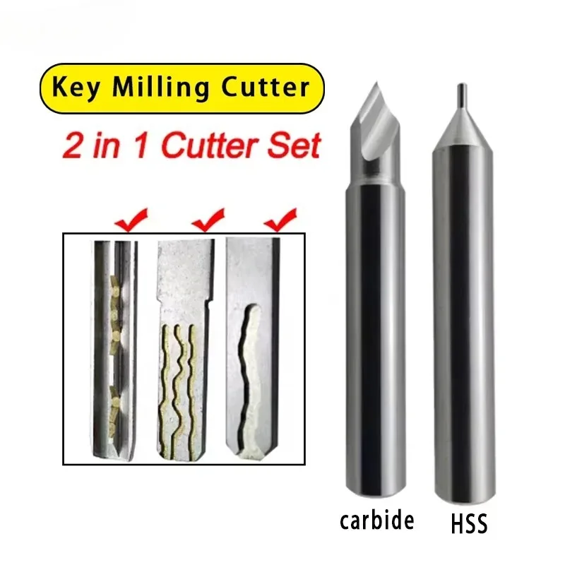 2 In 1 Milling Cutter Set for Dimple Keys and Laser Cut Car Keys Locksmith Tools