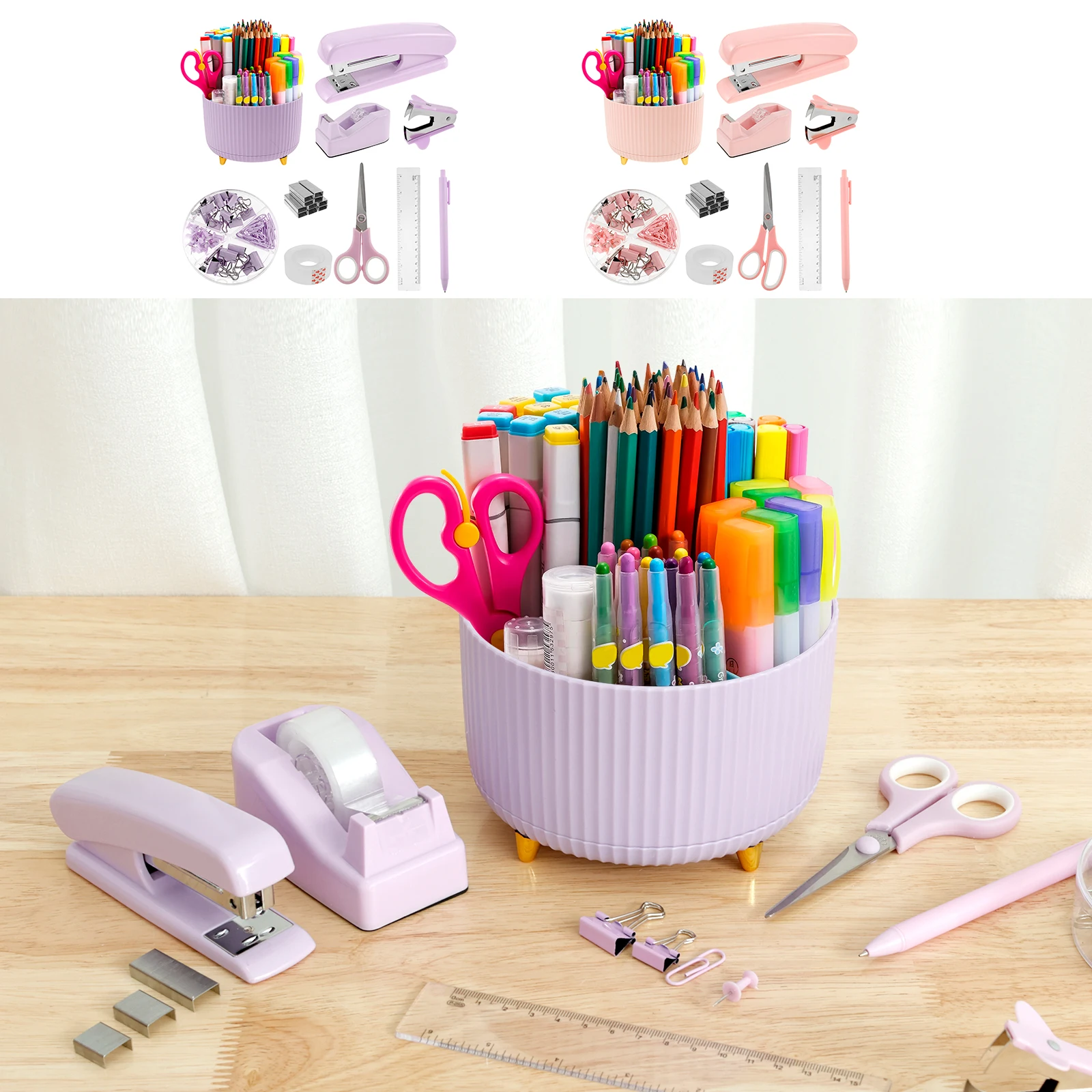 Office Supply Set Convenient Stapler and Tape Dispenser Set Cute Office Supplies Reliable Desk Accessories Practical