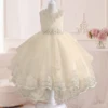 Little Girls Lace Embroidered Flower Girl Dress Birthday Party Pageant Hi-Lo Gown AT122 5