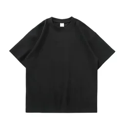 Black & White Heavy-duty 500g Pure Cotton Thickened Round Neck T-shirt - S (Black 500gsm Heavy)