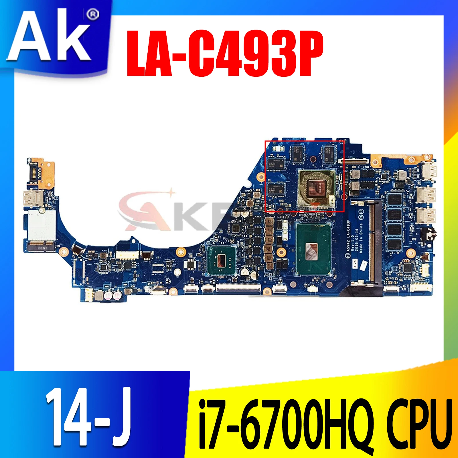 Per La Scheda Madre Del Computer Portatile Hp Envy 14-J 14-J104Tx Con Cpu I7-6700Hq N16P-Gt-A2 Gpu Asv42 La-C493P Scheda Madre 100% Completamente Test