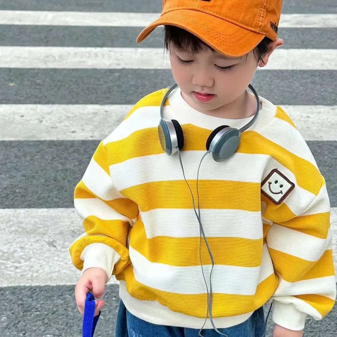 Sudadera para niños, Top a rayas con estilo, jersey de cuello redondo, camisa para niños, ropa de bebé recién llegada de primavera 2023