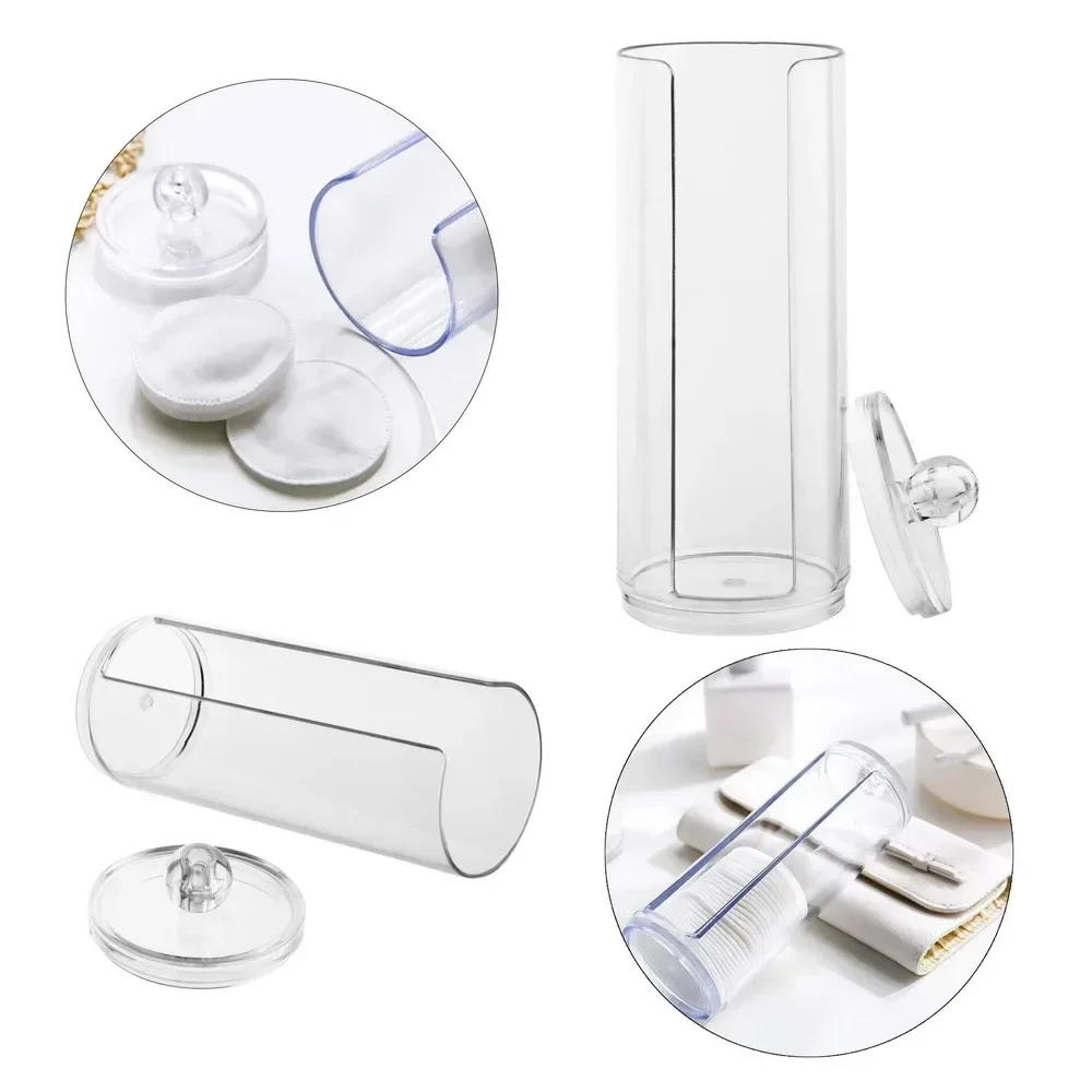 Acrylic Makeup Organizer Cotton Swabs Containerwith Bamboo Lid Cosmetic Transparent Box Cotton Pad Organizer Jewelry Storage Box 6