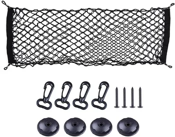 Car Mesh Elastic Nylon Rear Back Cargo Trunk Storage Organizer Double Layer Luggage Net Auto Back Rear Mesh Seat Car Accessories