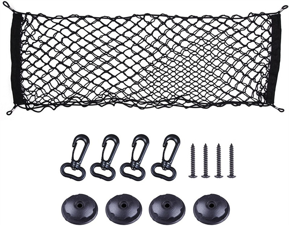 Car Mesh Elastic Nylon Rear Back Cargo Trunk Storage Organizer Double Layer Luggage Net Auto Back Rear Mesh Seat Car Accessories
