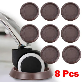 8pcs Round Furniture Caster Cups Anti-Sliding Floor Wheels Grippers Protectors Anti Vibration Pad Chair Roller Feet 1