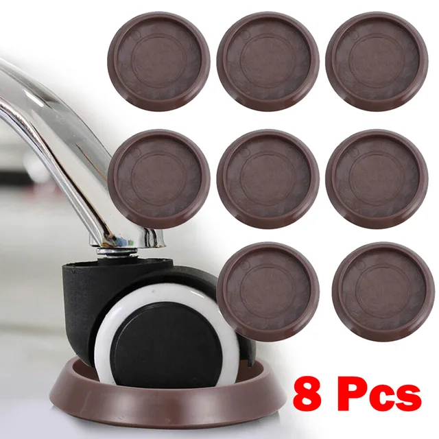 8pcs Round Furniture Caster Cups Anti-Sliding Floor Wheels Grippers Protectors Anti Vibration Pad Chair Roller Feet 1