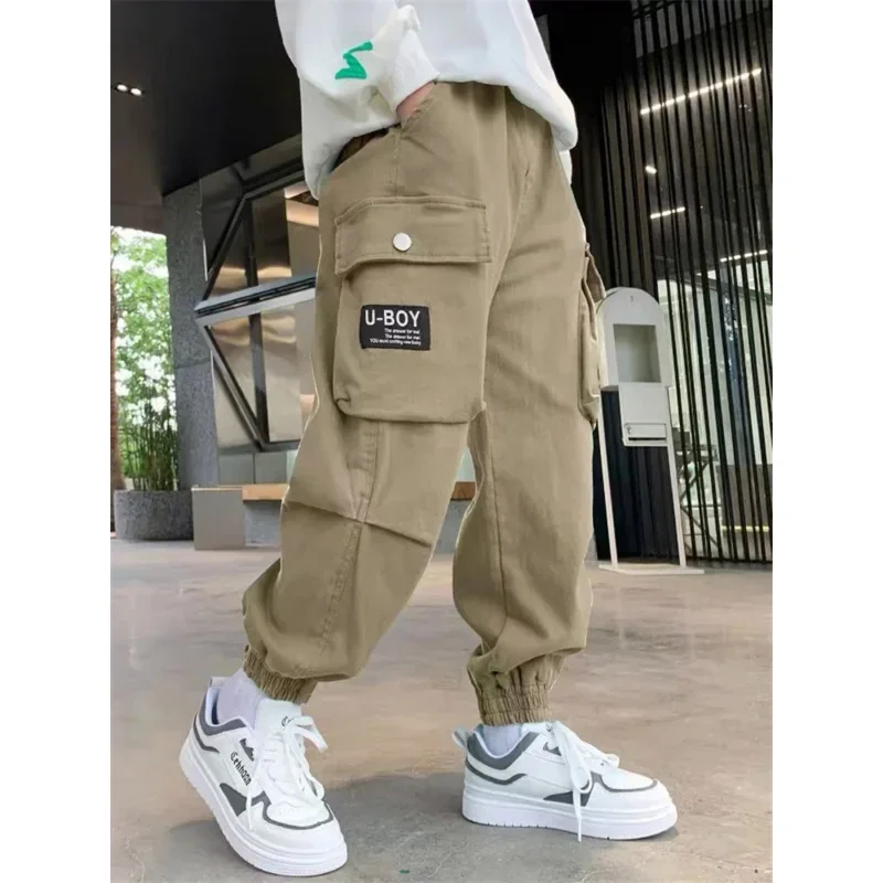 

Cargo pants spring boys casual sport pants teenage hip hop joggers trousers big children vintage streetwear teen baggy pants