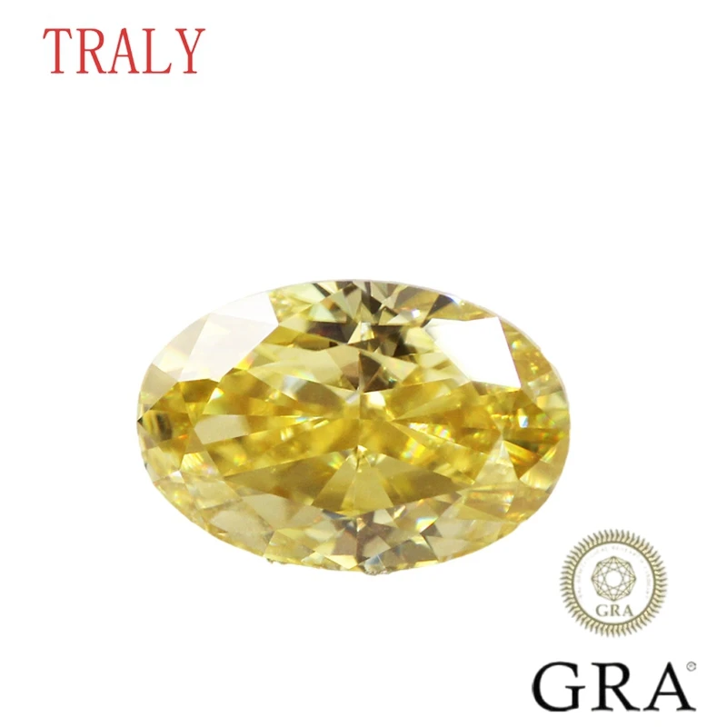 

Yellow Color Moissanite Loose Stone Oval Cut Lab Grown 1CT- 8CT Gemstone Pass the Diamond Teste with GRA Certificate Jewelry