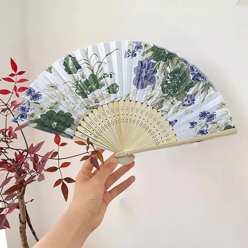 Wooden Silk Folding Fan Summer Decoration