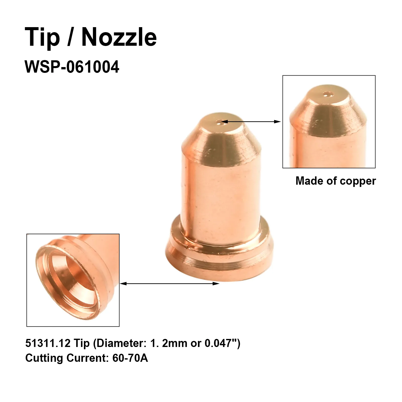 

Plasma Cutter Kit Torch Nozzle Accessories IPT-80 PT80 Replacement 1.2mm Tips 52558 51311.12 Workshop Brand New