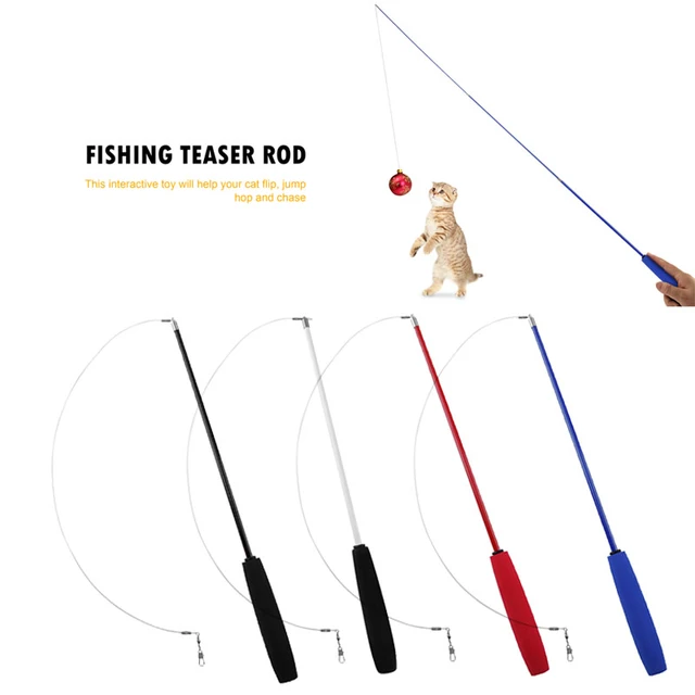 Interactive Cat Fishing Rod, Retractable Cat Toy Wand, Cat Training