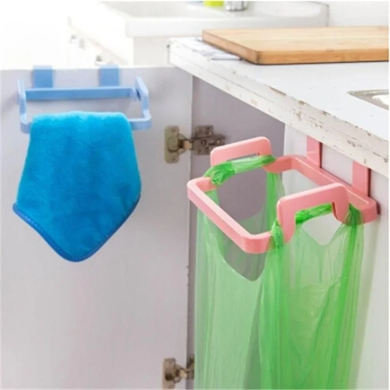 1 Pcs Trash Rack Storage Garbage Bag Holder Cupboard Door Garbage Rubbish Bag Cabinet Hanging Trash Rack Kitchen Orgnizer