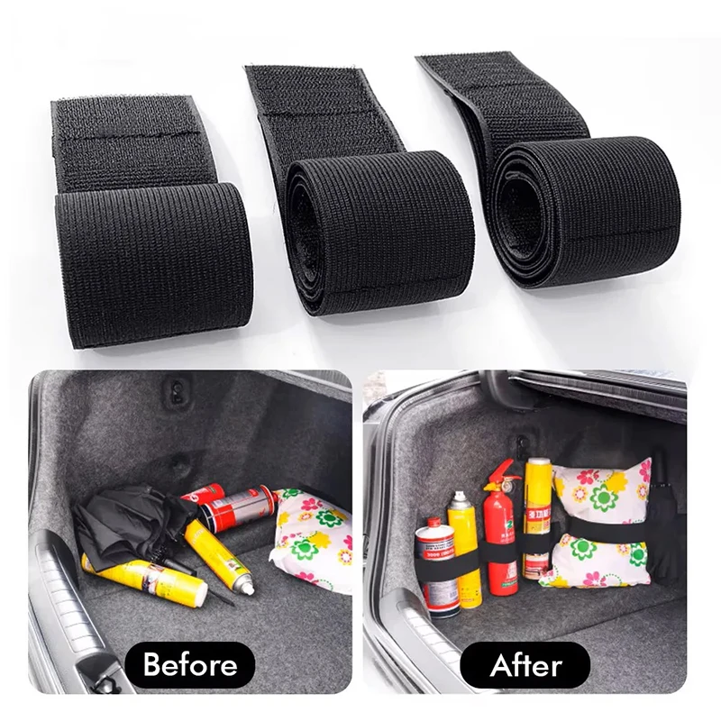 Organizer per Bagagliaio Auto con Nastri Magici Neri, Accessori Auto, Cinghie di Fissaggio, Borsa Portaoggetti, Nastri per Organizzazione Interna Auto - immagine 2