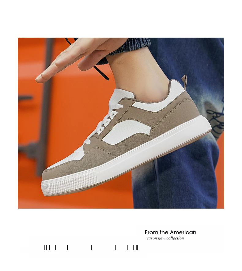 Description Picture 6 of itemMen's fashion color matching skateboard shoes, wear light sports shoes, comfortable breathable lace-up sports shoes, suitable fo