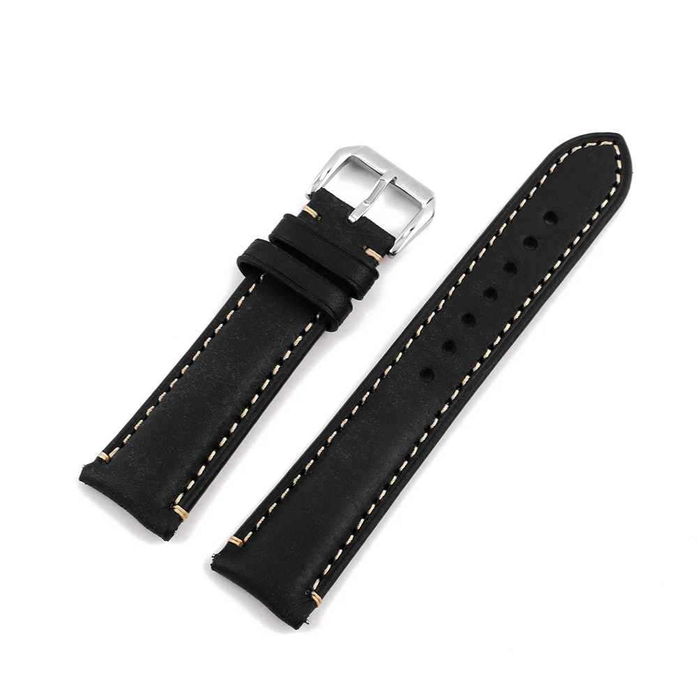 Genuine Leather Retro Watch Strap with Quick Release