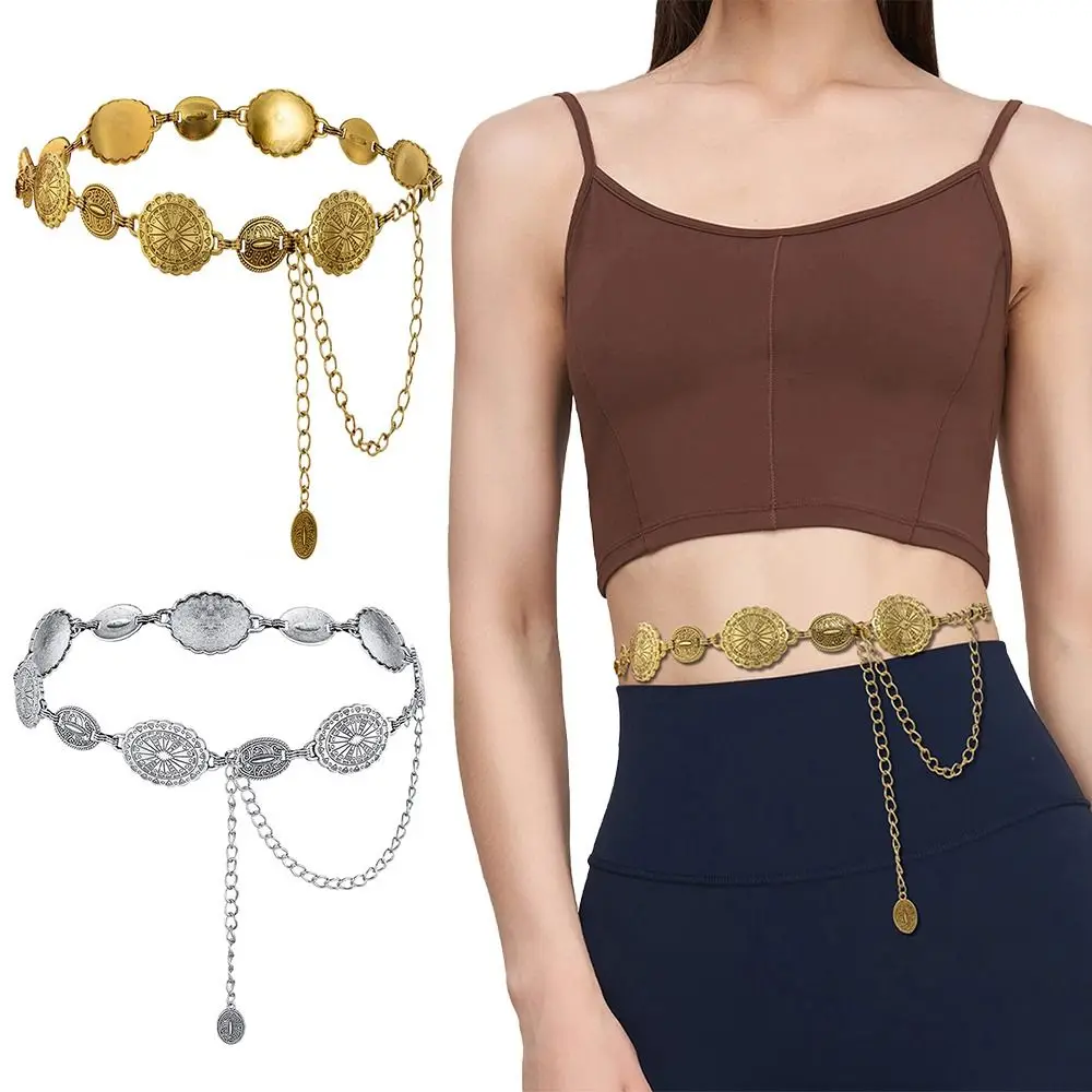 

Skinny Metal Waist Chain Belt Gift Boho Gold/Silver Western Cowgirl Belts Adjustable Decorated Waist Belt Women