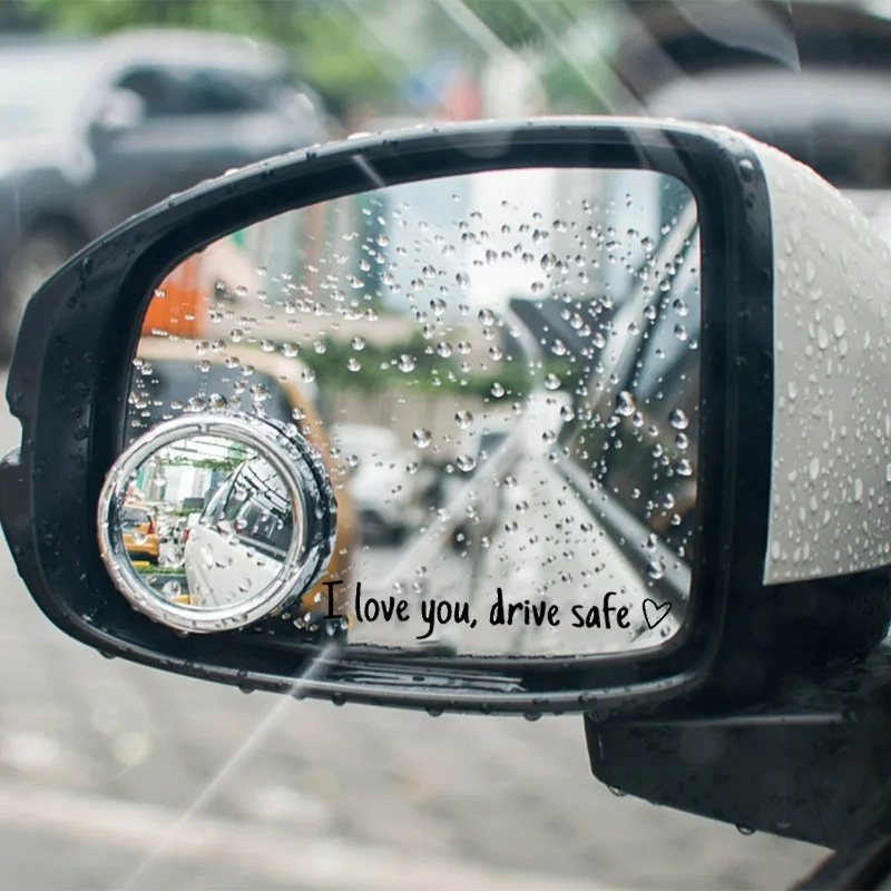 Drive Safe I Love You Adhesive Mirror Decal for Car Rearview Affectionate Reminder Auto Stying Interior Sticker Decoration