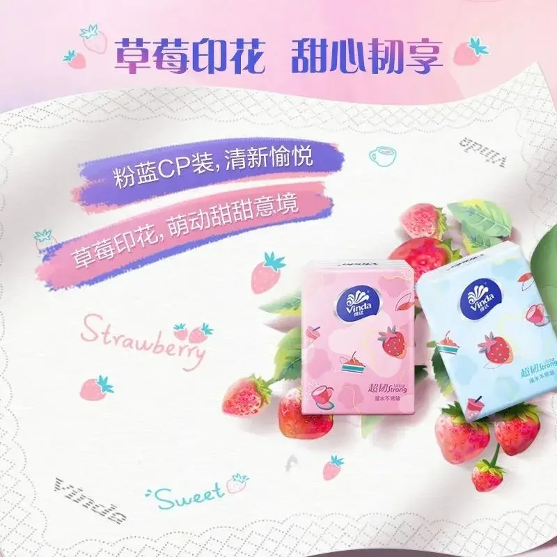 Cartoon Cat Handkerchief Paper Strawberry Printing Tissue Paper 4 Layers of Cute Facial Tissue Napkin Serviette Papier Jetable facial tissue paper