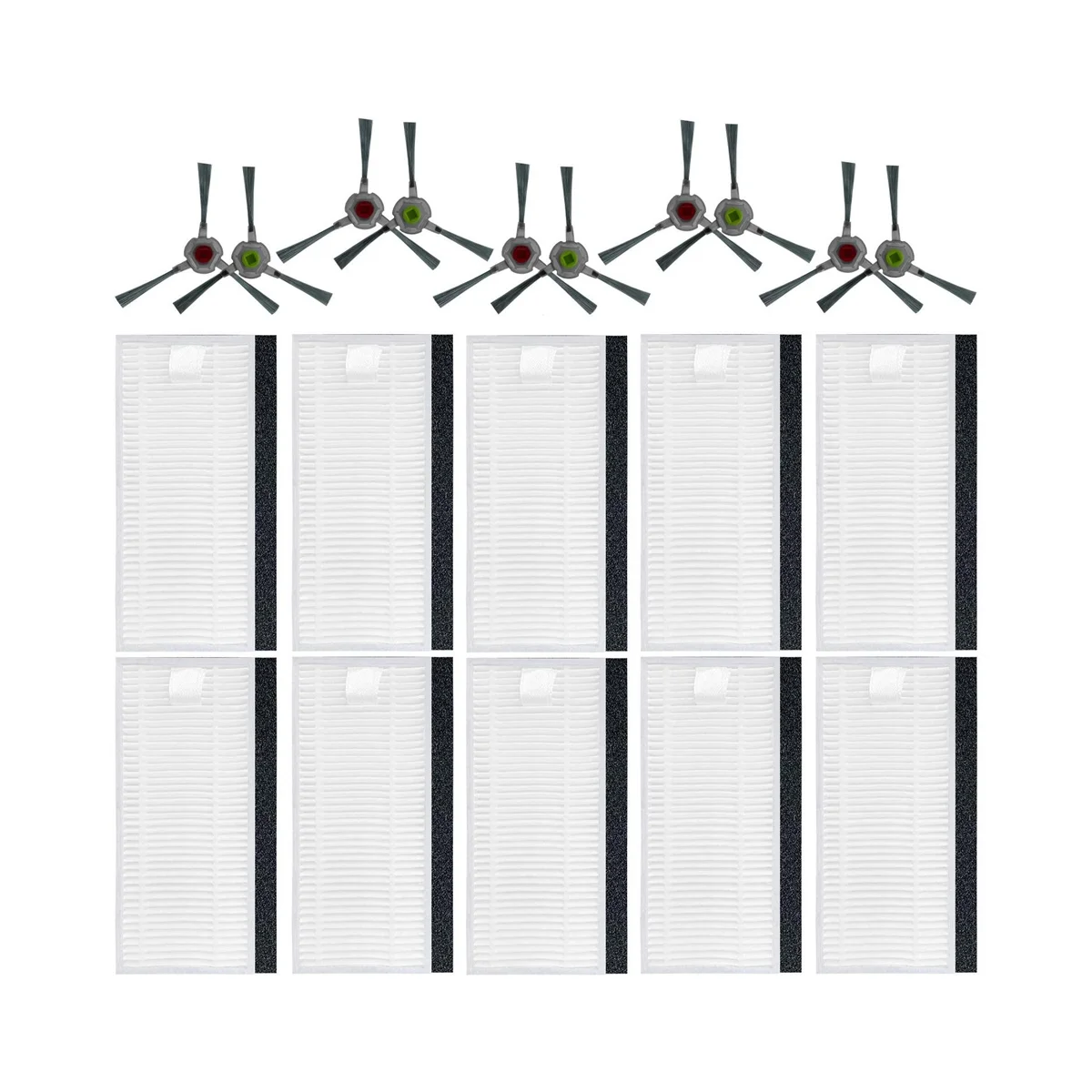 

Replacement Parts for AIRROBO P20 Robot Vacuum Cleaner Spare Parts Accessories, 10 Side Brushes, 10 Hepa Filters