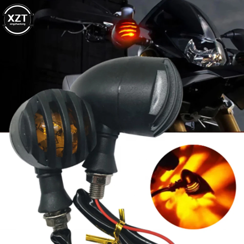 2 Pezzi Moto Bullet Indicatore Di Direzione Lampeggiante Indicatore Luminoso Ambra Per Harley Sportster Xl Dyna Bobber Chopper Cafe Racer