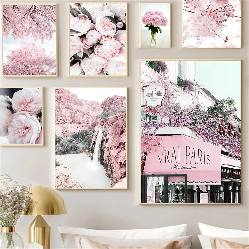 Nordic Pink and Gold Islamic Wall Art Canvas Paintings Wall Printed