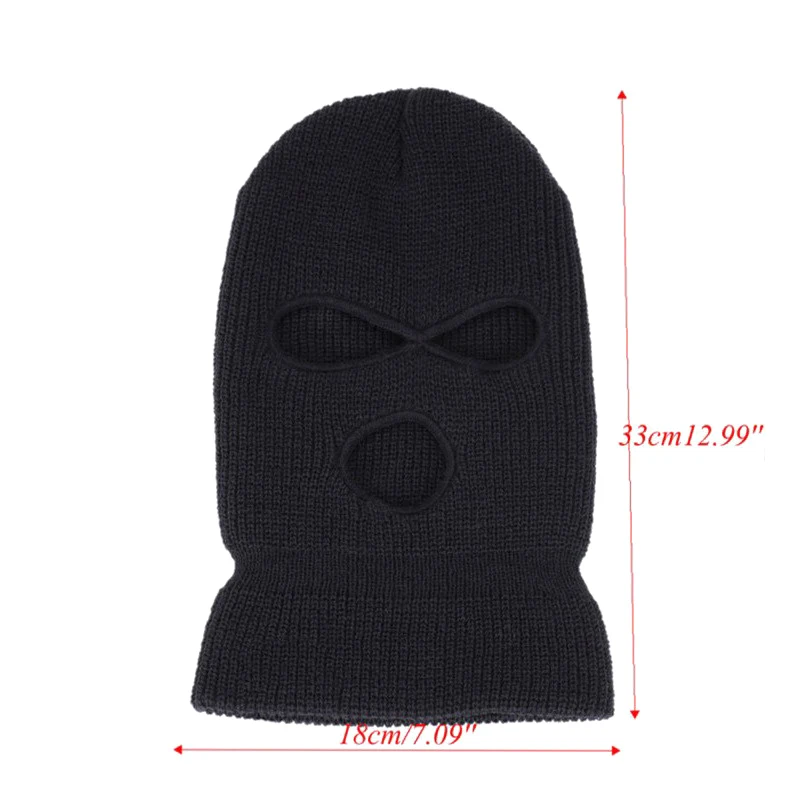 Motorcycle Windproof Full Face Knit Hats Ski Mask Men Warm Wool Balaclava Winter Hats Knitted 3 Holes Ski Mask 6