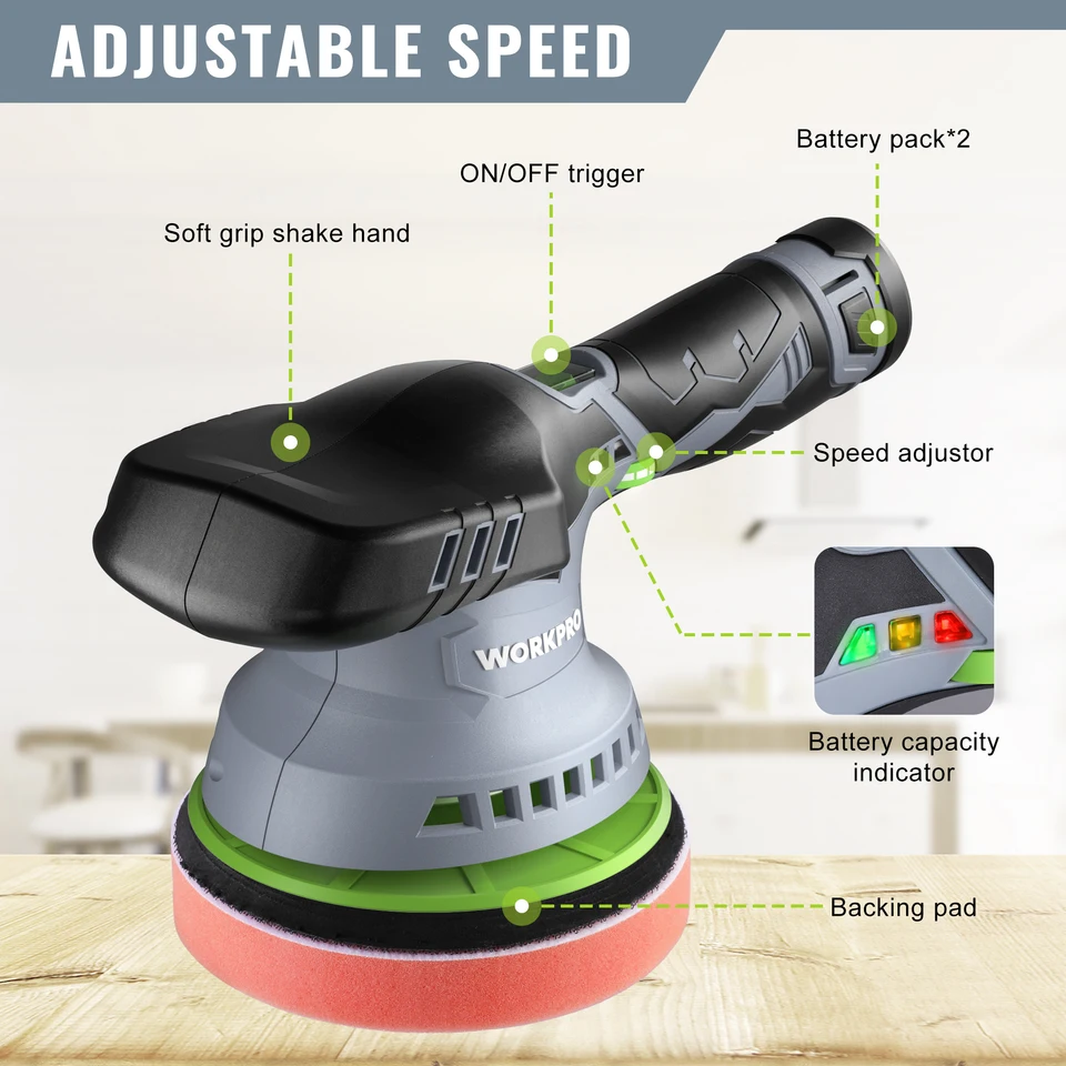 AUTIWOZ Lucidatrice Batteria,Lucidatrice Per Auto, 2 Batteria,Lucidatrice Eccentrica,Lucidatrice - Foto 12
